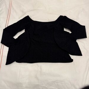 Caroline Constas Elegant Black Shimmery Off-Shoulder Top